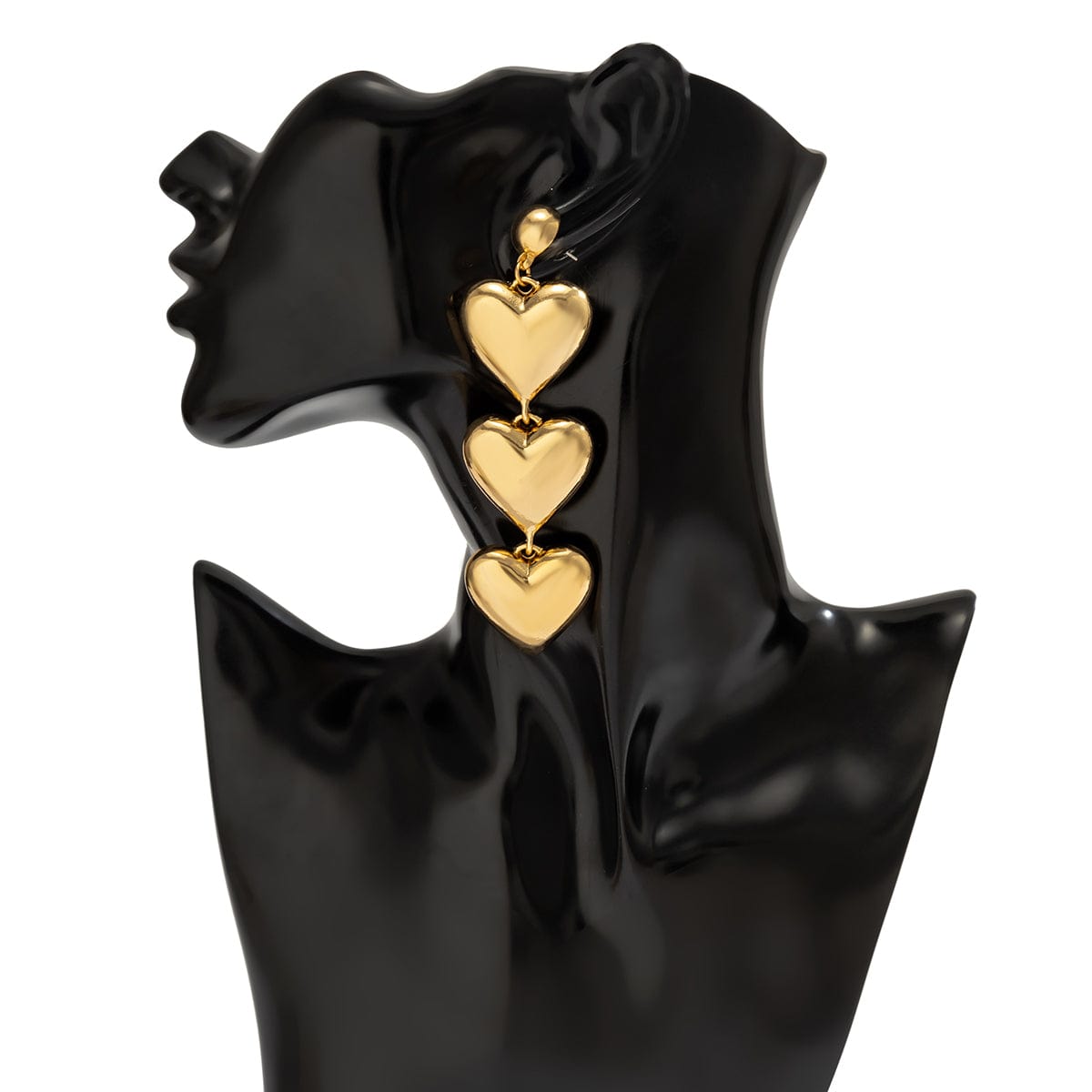 Chunky Gold Silver Tone Dangle Heart Earrings - ArtGalleryZen