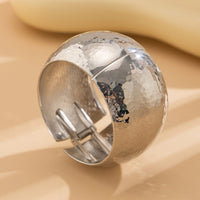 Thumbnail for Chunky Gold Silver Tone Hammered Wide Cuff Bangle Bracelet - ArtGalleryZen