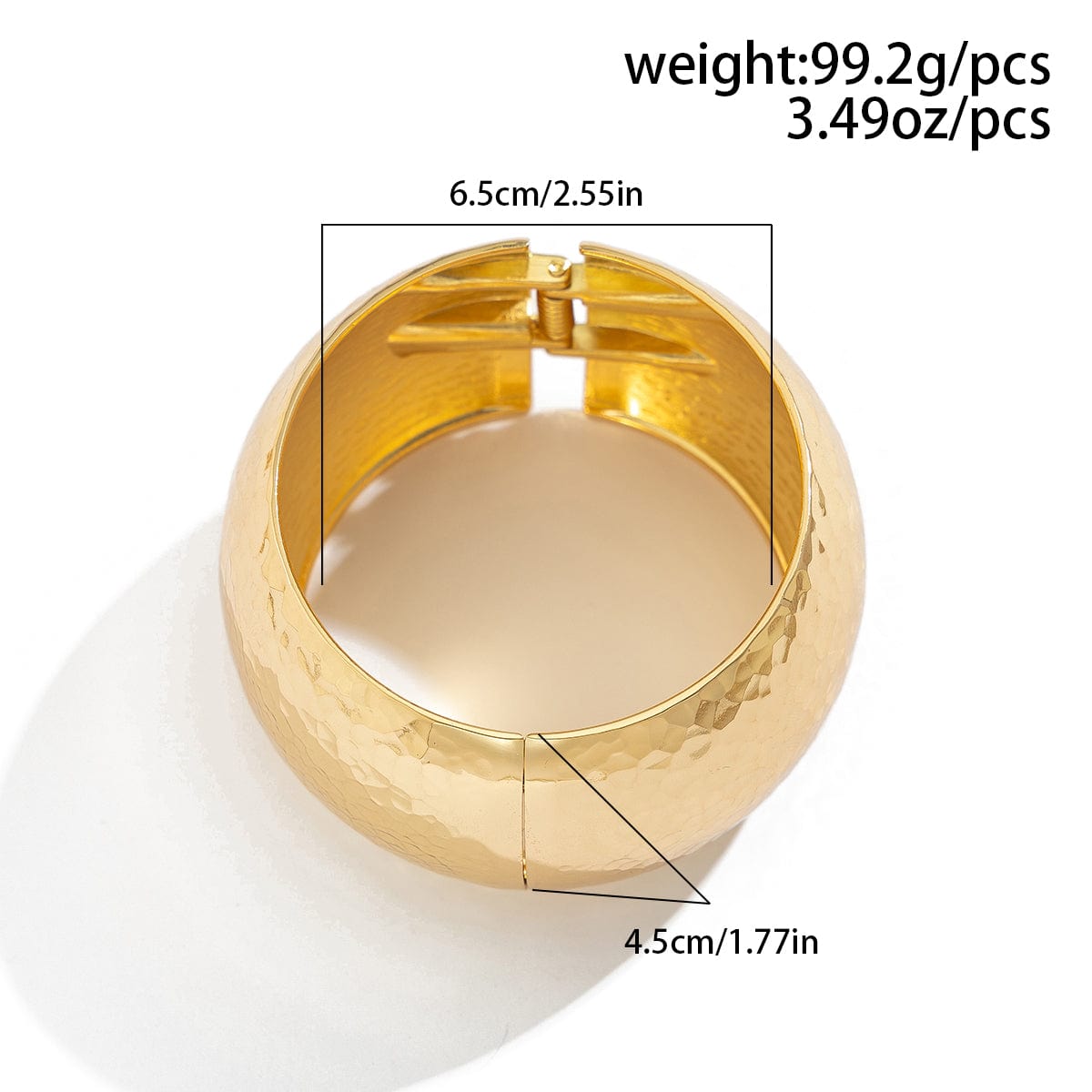 Chunky Gold Silver Tone Hammered Wide Cuff Bangle Bracelet - ArtGalleryZen