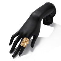 Thumbnail for Chunky Gold Silver Tone Pleated Square Ring - ArtGalleryZen