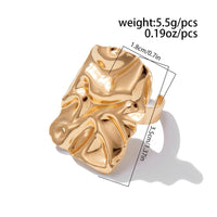 Thumbnail for Chunky Gold Silver Tone Pleated Square Ring - ArtGalleryZen