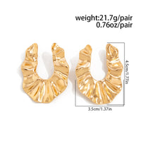 Thumbnail for Chunky Gold Silver Tone Pleated U Shaped Stud Earrings - ArtGalleryZen