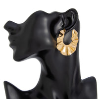 Thumbnail for Chunky Gold Silver Tone Pleated U Shaped Stud Earrings - ArtGalleryZen