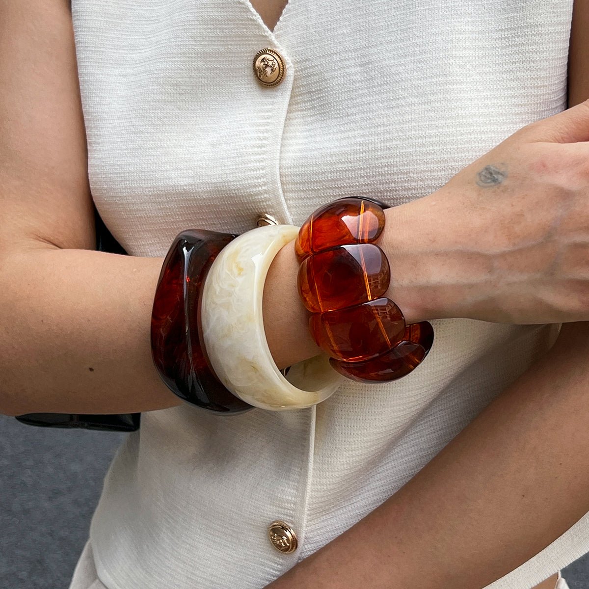 Chunky Gradient Resin Bangle Bracelet Set - ArtGalleryZen