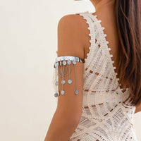 Thumbnail for Chunky Layered Coin Tassel Arm Cuff