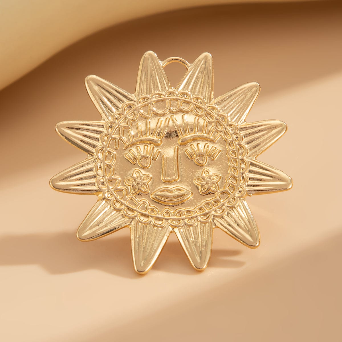 Chunky Relief Smile Sun Open Ring - ArtGalleryZen