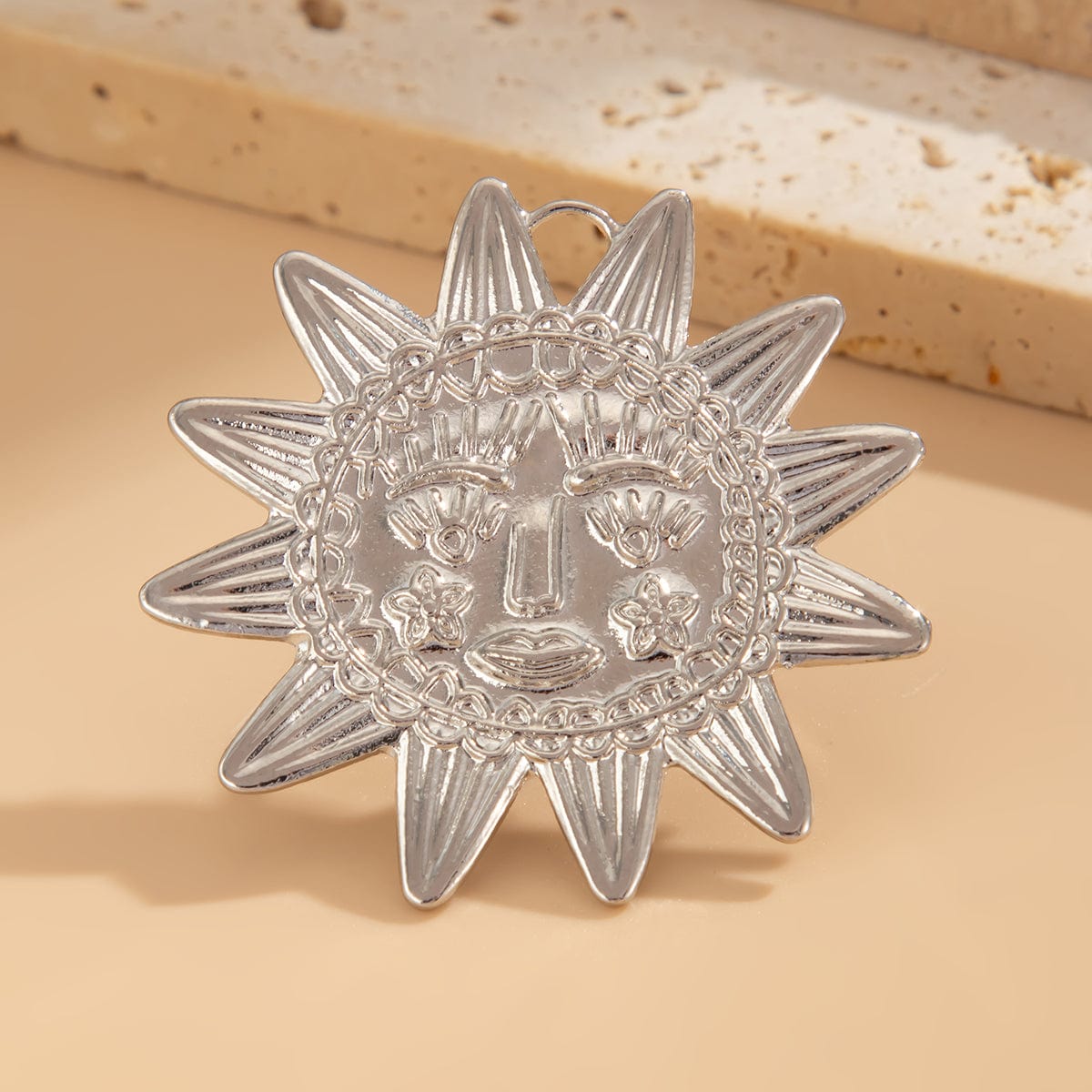 Chunky Relief Smile Sun Open Ring - ArtGalleryZen