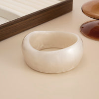Thumbnail for Chunky White Resin Bangle Bracelet - Modern Curved Design Statement - ArtGalleryZen