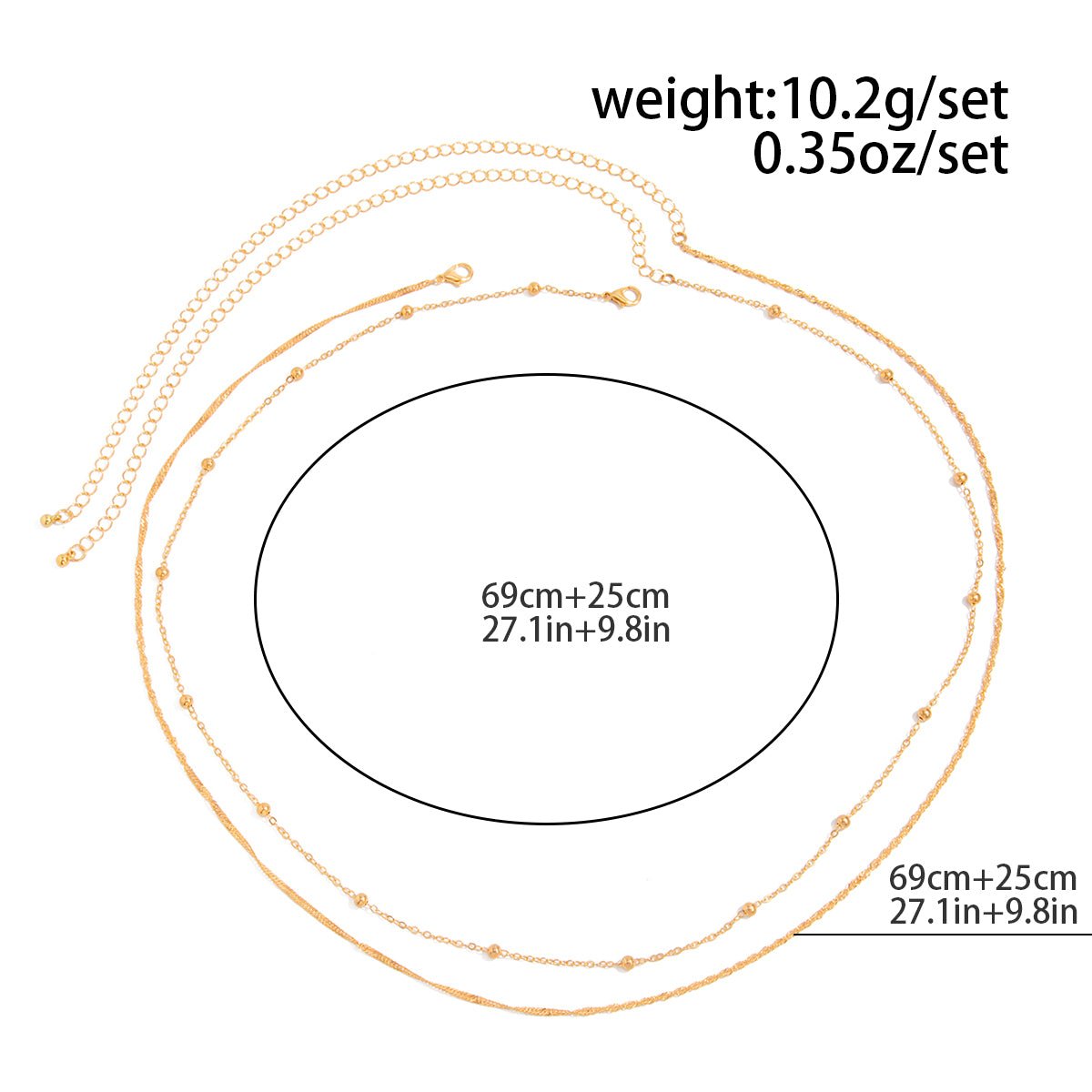 Classic 2pcs Ball Charm Twisted Waist Chain Set - ArtGalleryZen