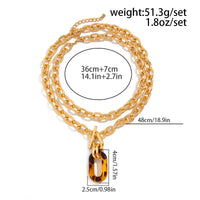 Thumbnail for Classic 2pcs Chunky Leopard Hoop Pendant Curb Chain Necklace Set - ArtGalleryZen