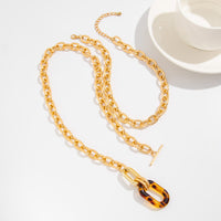 Thumbnail for Classic 2pcs Chunky Leopard Hoop Pendant Curb Chain Necklace Set - ArtGalleryZen