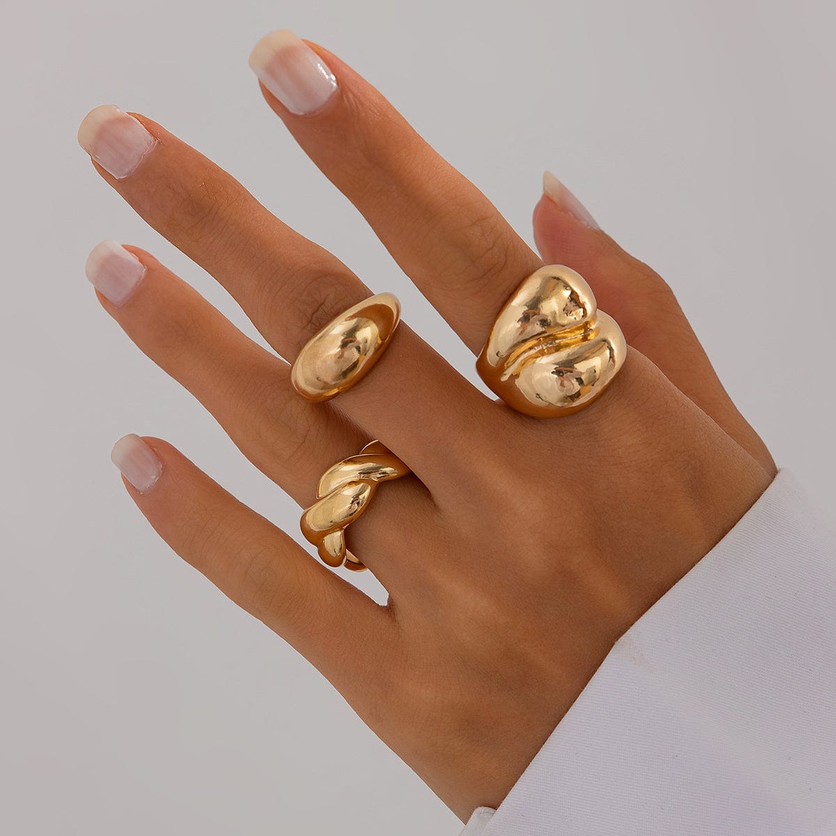 Classic 3pcs Glossy Twisted Stackable Ring Set