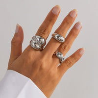 Thumbnail for Classic 3pcs Glossy Twisted Stackable Ring Set