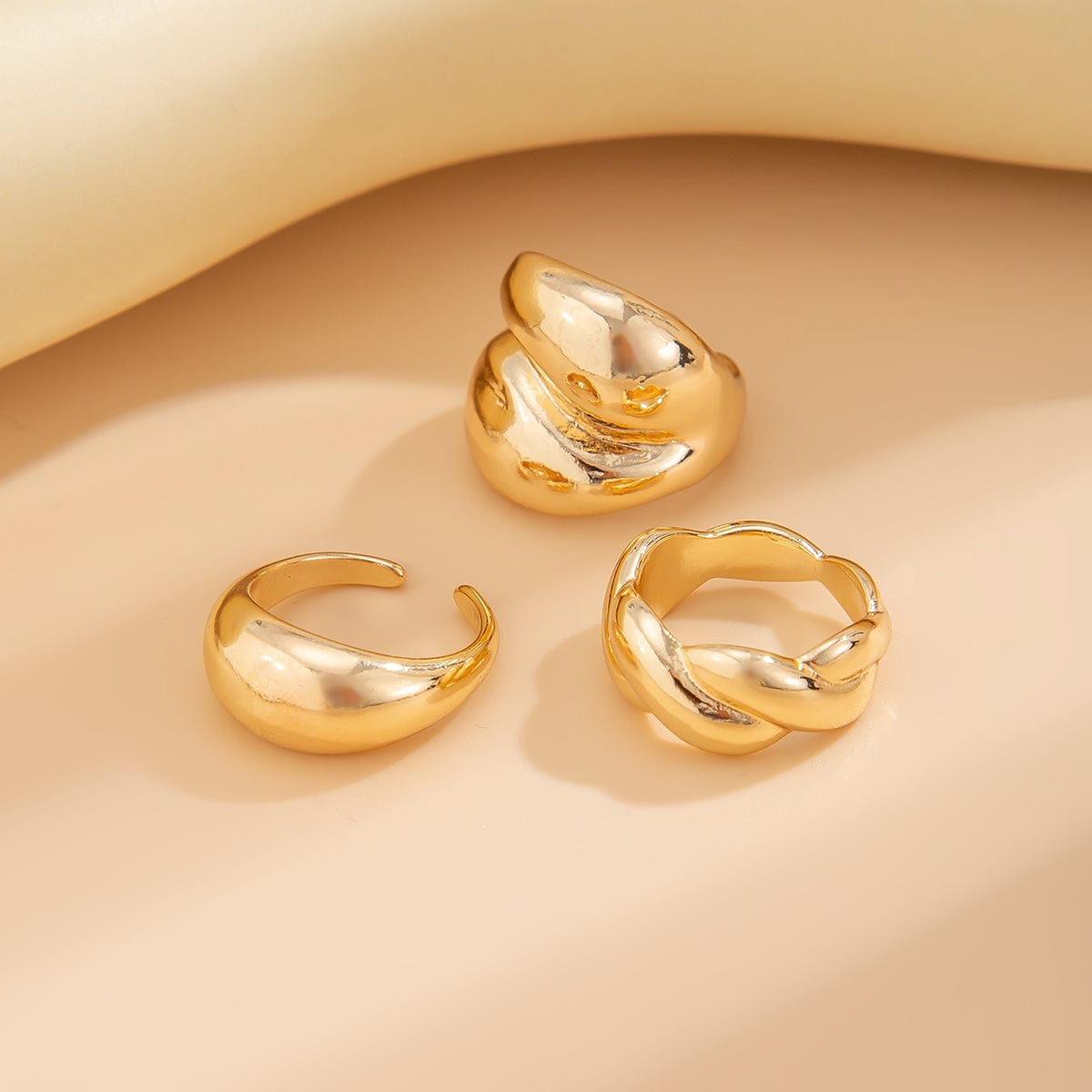 Classic 3pcs Glossy Twisted Stackable Ring Set