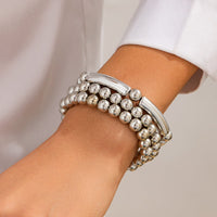 Thumbnail for Classic 3pcs Gold Silver Plated Ball Chain Bracelet Set - ArtGalleryZen