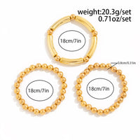 Thumbnail for Classic 3pcs Gold Silver Plated Ball Chain Bracelet Set - ArtGalleryZen