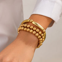 Thumbnail for Classic 3pcs Gold Silver Plated Ball Chain Bracelet Set - ArtGalleryZen