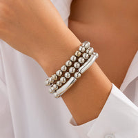 Thumbnail for Classic 3pcs Gold Silver Plated Ball Chain Bracelet Set - ArtGalleryZen