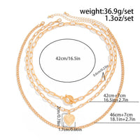 Thumbnail for Classic 3pcs Gold Silver Plated Heart Pendant Curb Chain Necklace Set