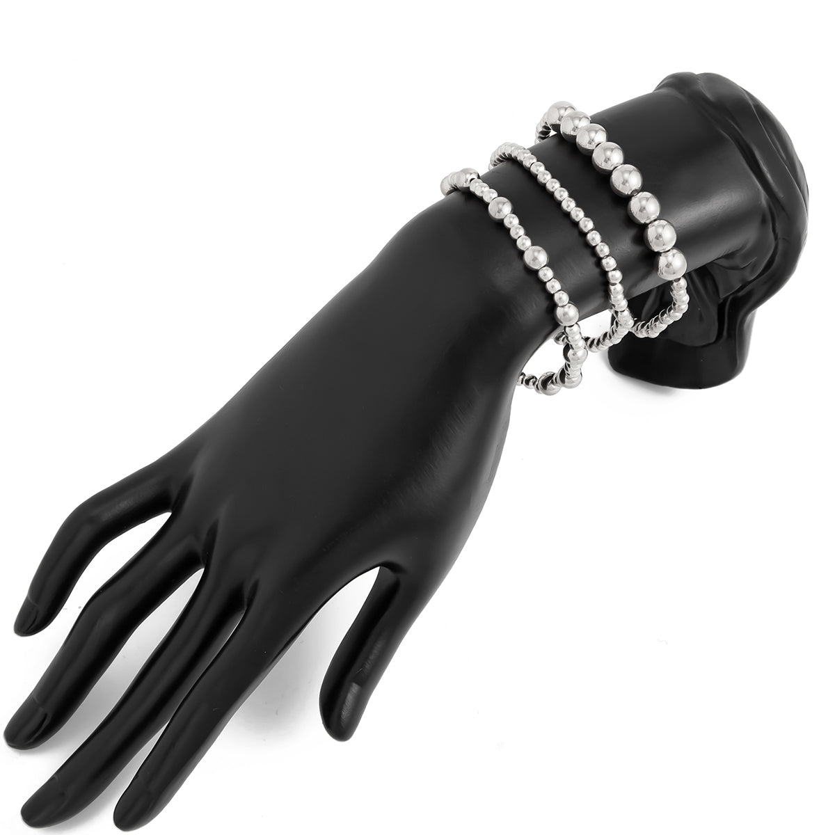 Classic 3pcs Gold Silver Tone Ball Chain Bracelet Set - ArtGalleryZen