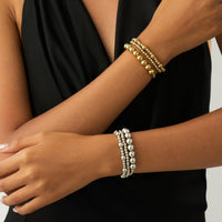 Thumbnail for Classic 3pcs Gold Silver Tone Ball Chain Bracelet Set - ArtGalleryZen