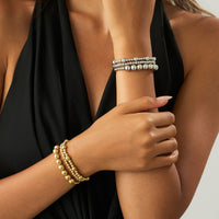 Thumbnail for Classic 3pcs Gold Silver Tone Ball Chain Bracelet Set - ArtGalleryZen