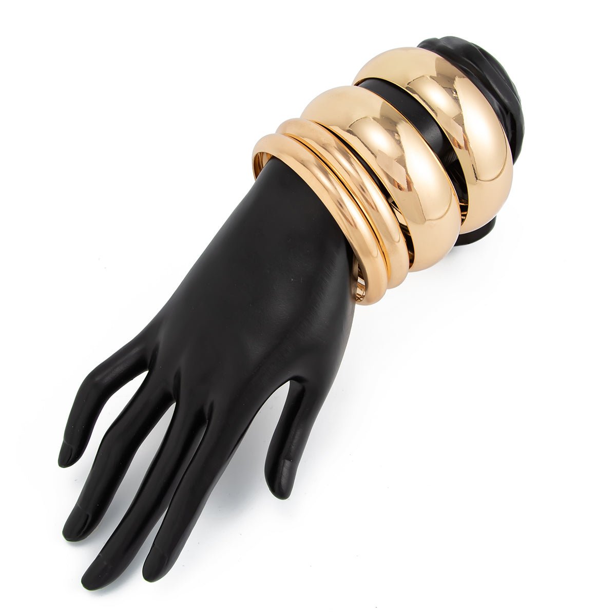 Classic 4pcs Gold Silver Tone Wide Cuff Bangle Bracelet Set - ArtGalleryZen