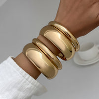 Thumbnail for Classic 4pcs Gold Silver Tone Wide Cuff Bangle Bracelet Set - ArtGalleryZen