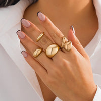 Thumbnail for Classic 4pcs Gold Tone Chunky Stackable Ring Set