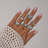 Thumbnail for Classic 6pcs Chunky Irregular Curved Ring Set - ArtGalleryZen