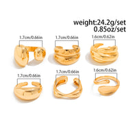 Thumbnail for Classic 6pcs Chunky Irregular Curved Ring Set - ArtGalleryZen