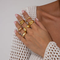 Thumbnail for Classic 6pcs Chunky Irregular Curved Ring Set - ArtGalleryZen
