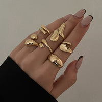 Thumbnail for Classic 6pcs Gold Silver Plated Irregular Waterdrop Ring Set - ArtGalleryZen