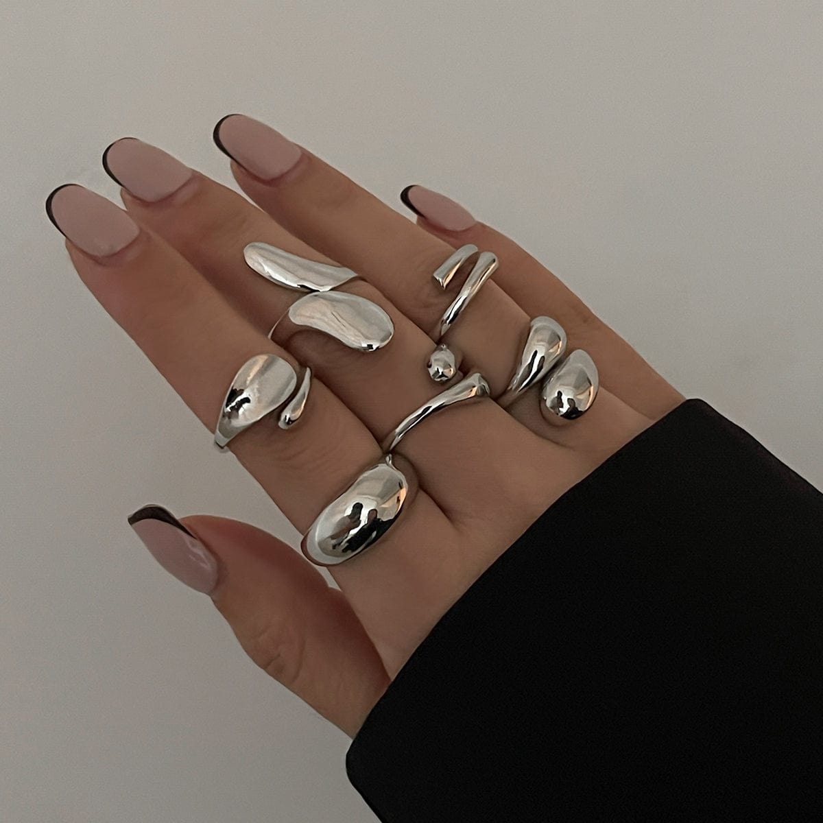 Classic 6pcs Gold Silver Plated Irregular Waterdrop Ring Set - ArtGalleryZen