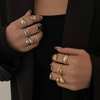 Thumbnail for Classic 6pcs Gold Silver Plated Irregular Waterdrop Ring Set - ArtGalleryZen