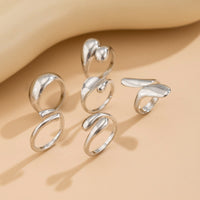 Thumbnail for Classic 6pcs Gold Silver Plated Irregular Waterdrop Ring Set