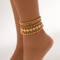 Thumbnail for Classic 6pcs Star Round Disk Ball Chain Anklet Set