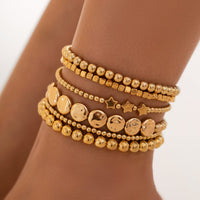 Thumbnail for Classic 6pcs Star Round Disk Ball Chain Anklet Set