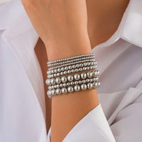 Thumbnail for Classic 8pcs Gold Silver Tone Ball Chain Bracelet Set