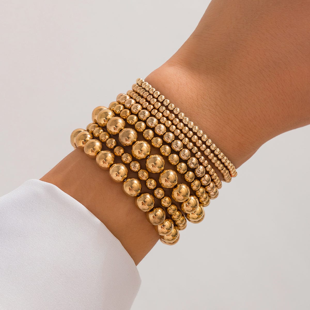 Classic 8pcs Gold Silver Tone Ball Chain Bracelet Set