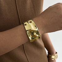 Thumbnail for Classic Chunky Glossy Textured Wide Cuff Bangle Bracelet - ArtGalleryZen