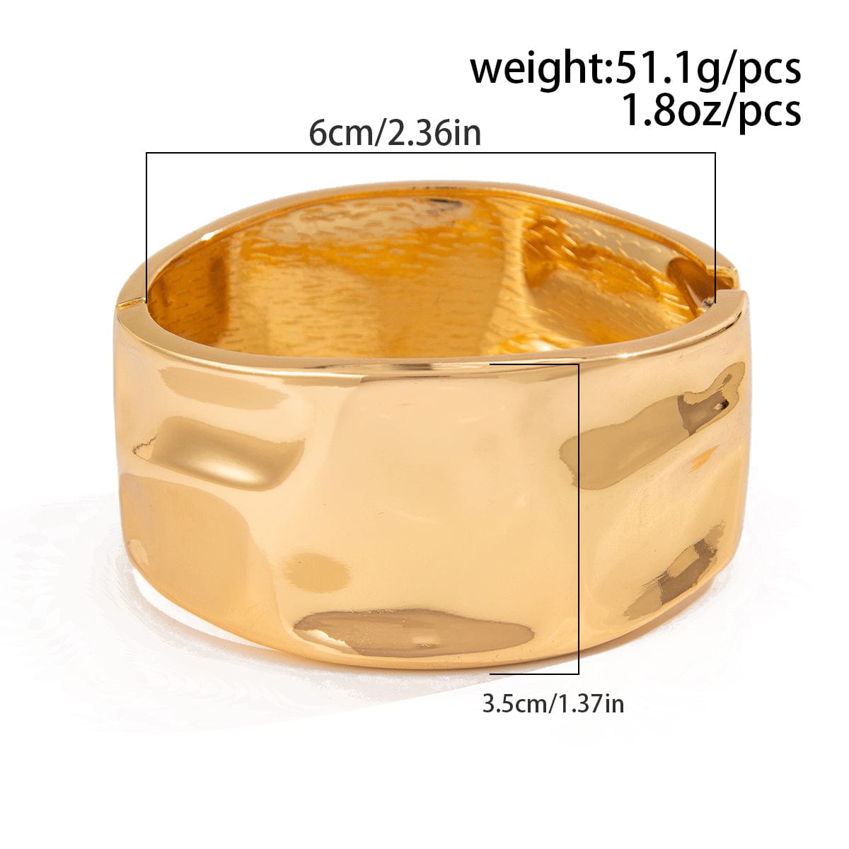 Classic Chunky Glossy Textured Wide Cuff Bangle Bracelet