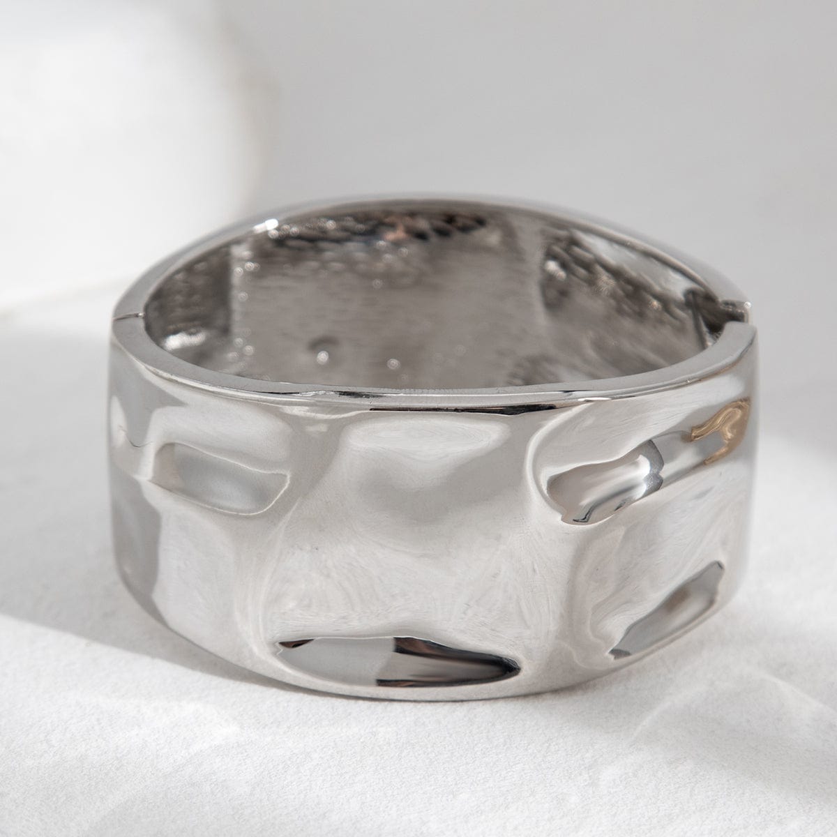 Classic Chunky Glossy Textured Wide Cuff Bangle Bracelet