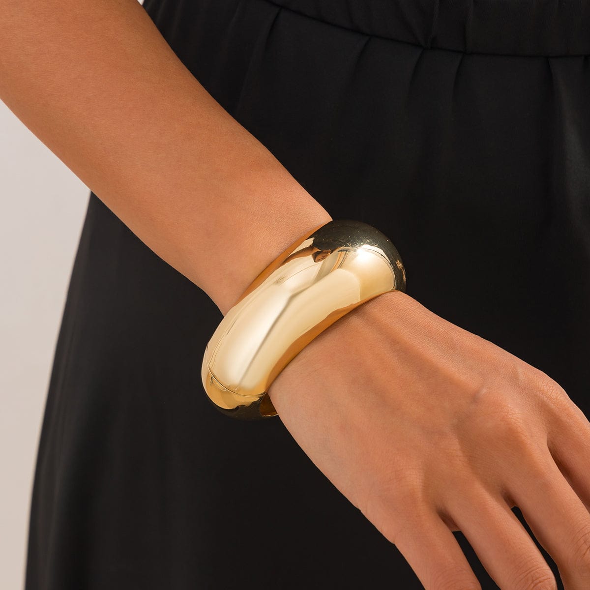 Classic Gold Tone Wide Cuff Bangle Bracelet