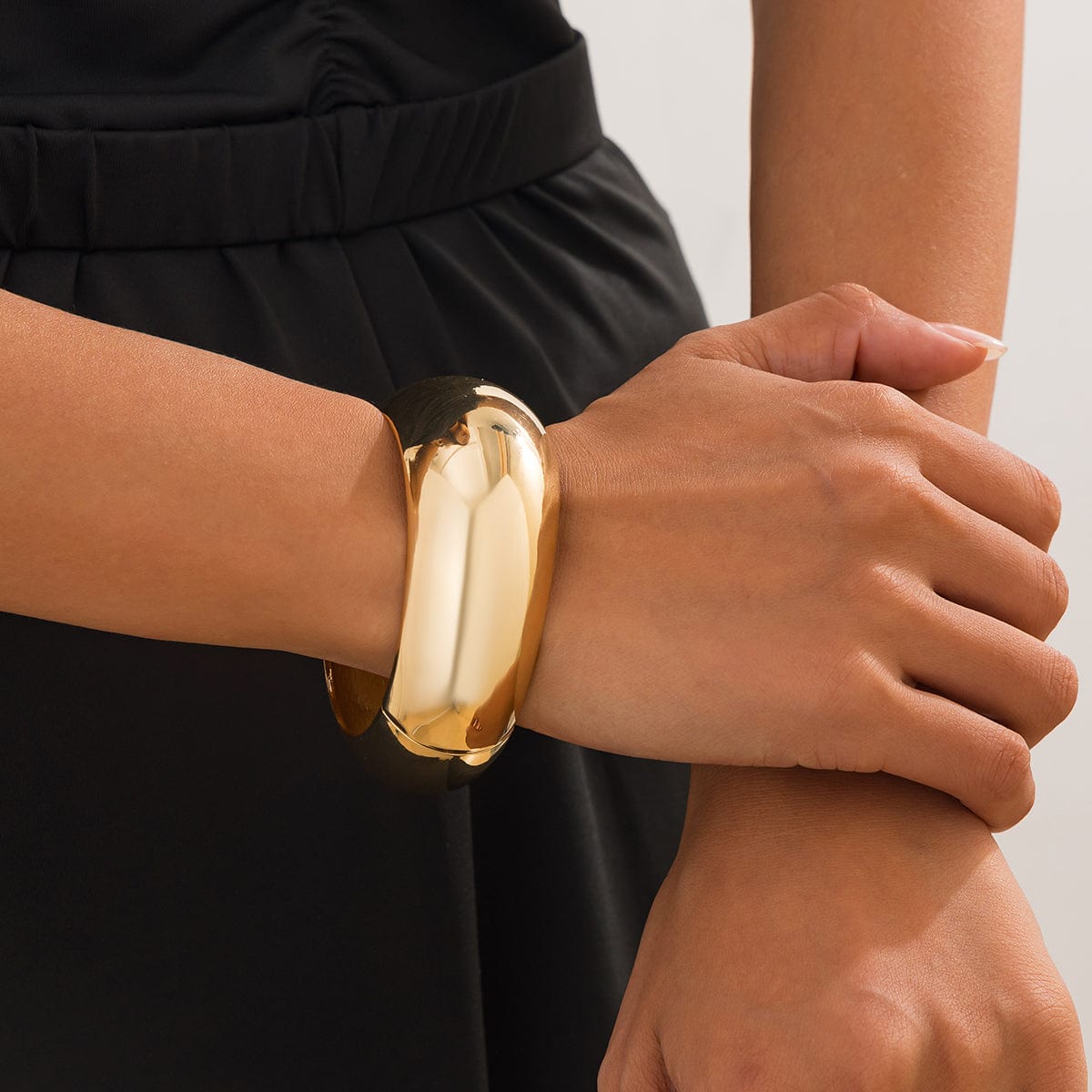 Classic Gold Tone Wide Cuff Bangle Bracelet