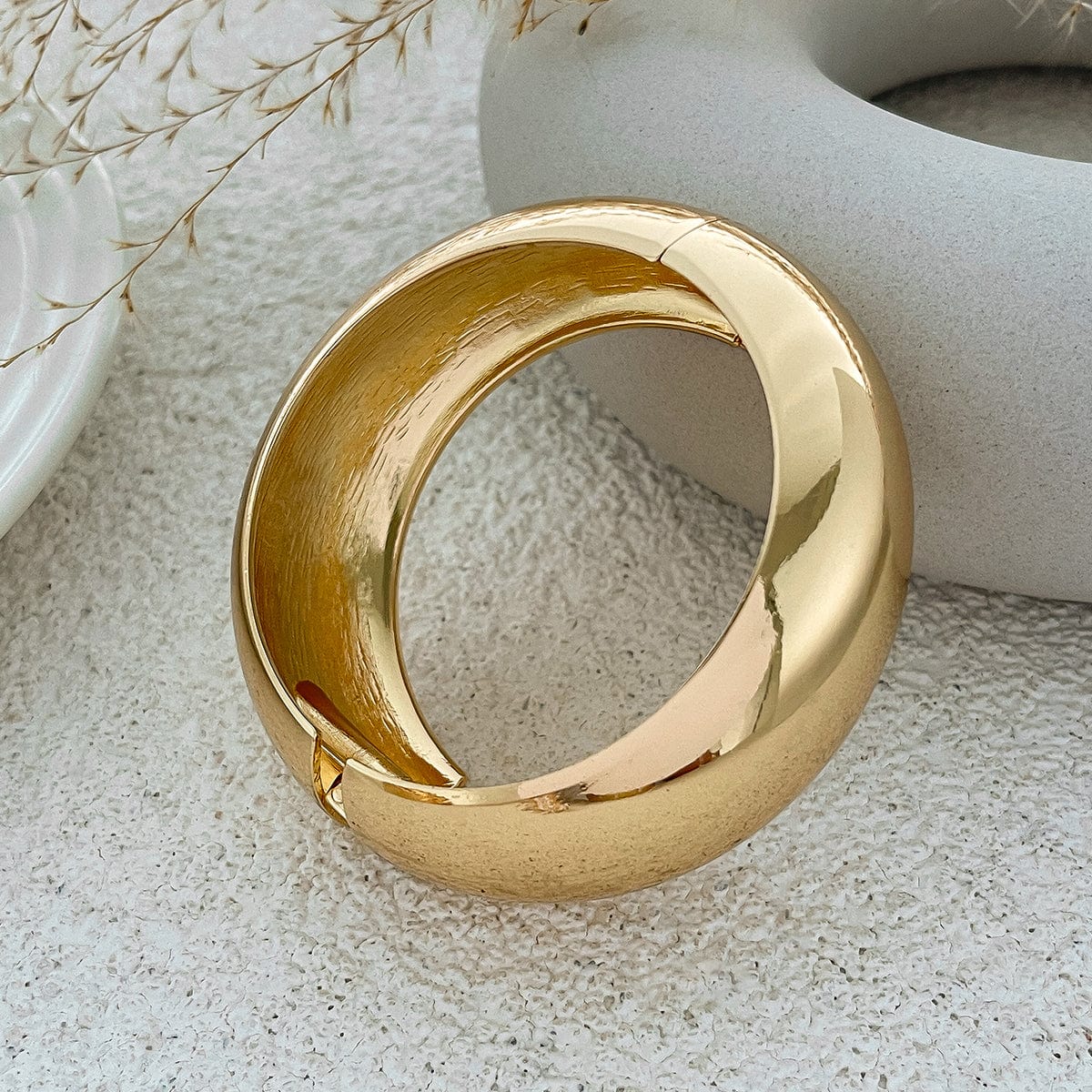 Classic Gold Tone Wide Cuff Bangle Bracelet