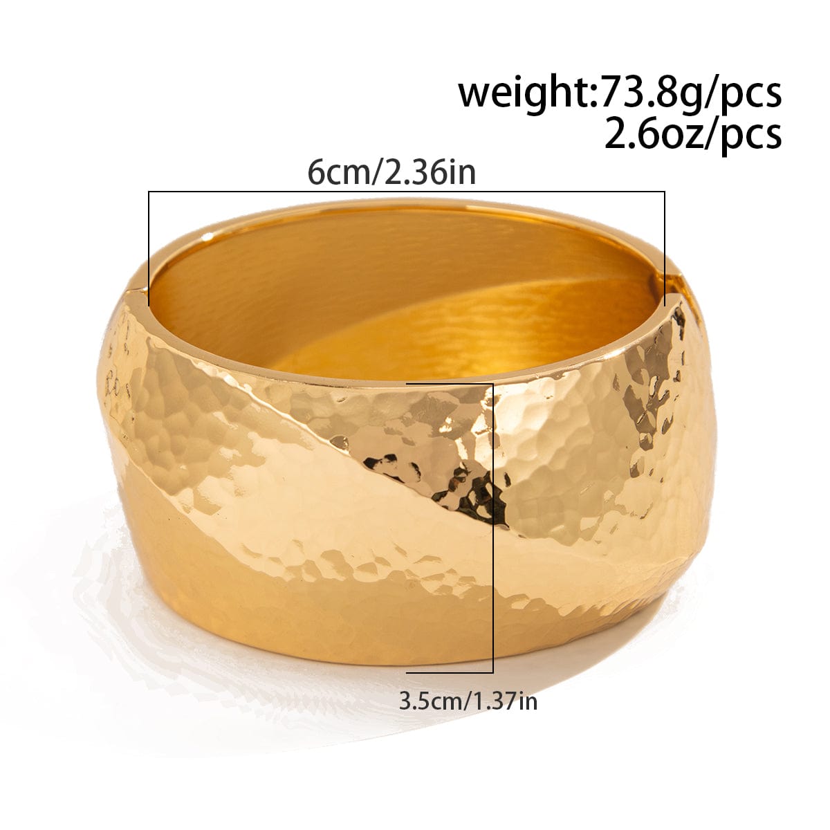 Classic Chunky Textured Wide Cuff Bangle Bracelet