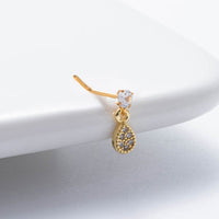 Thumbnail for Classic CZ Inlaid Waterdrop Square Dangle Stainless Steel Nose Piercing Nose Stud - ArtGalleryZen