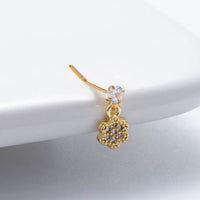 Thumbnail for Classic CZ Inlaid Waterdrop Square Dangle Stainless Steel Nose Piercing Nose Stud - ArtGalleryZen