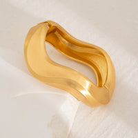 Thumbnail for Classic Frosted Gold Tone Curved Bangle Bracelet Set